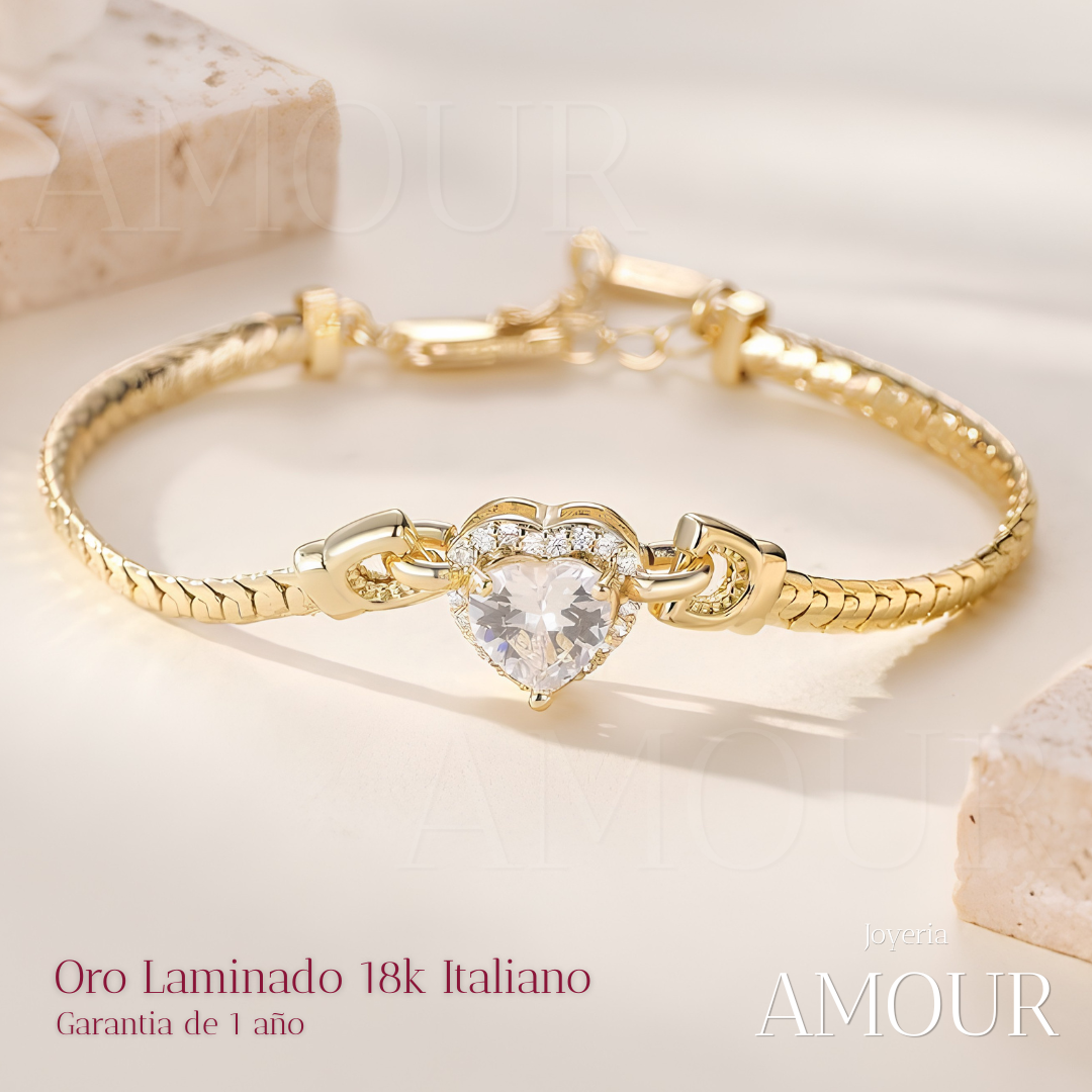 Pulsera Corazón del Amor - Oro Laminado 18k CERTIFICADO