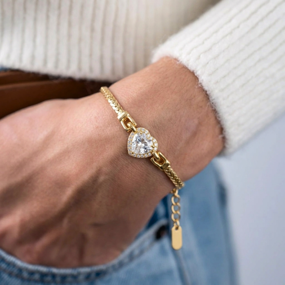 Pulsera Corazón del Amor - Oro Laminado 18k CERTIFICADO