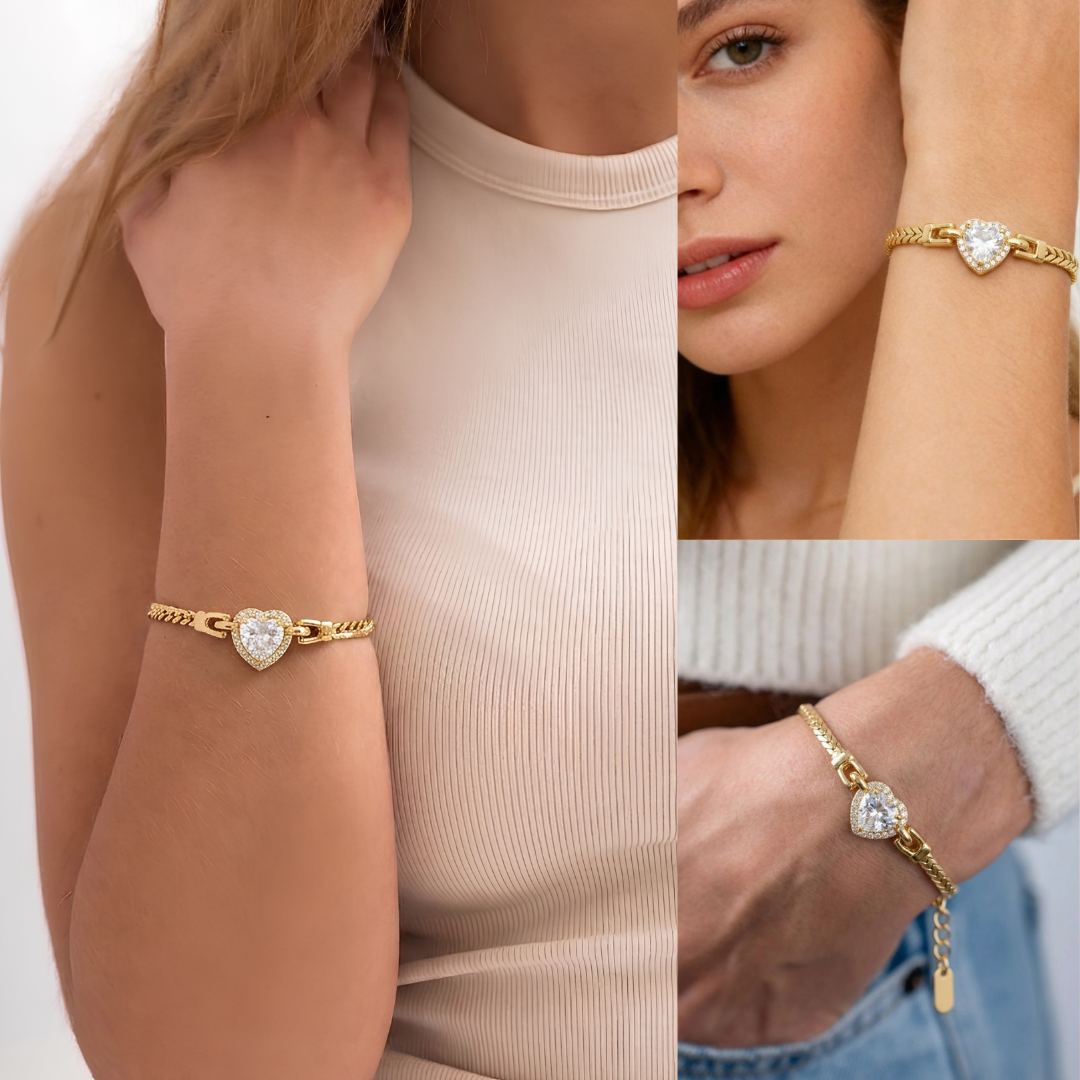 Pulsera Corazón del Amor - Oro Laminado 18k CERTIFICADO