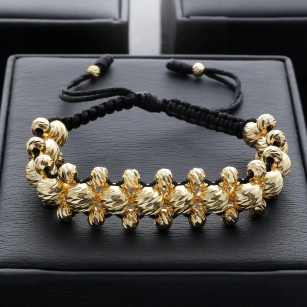 Pulsera 3 Carriles - Balín diamantado en Oro Laminado 18k