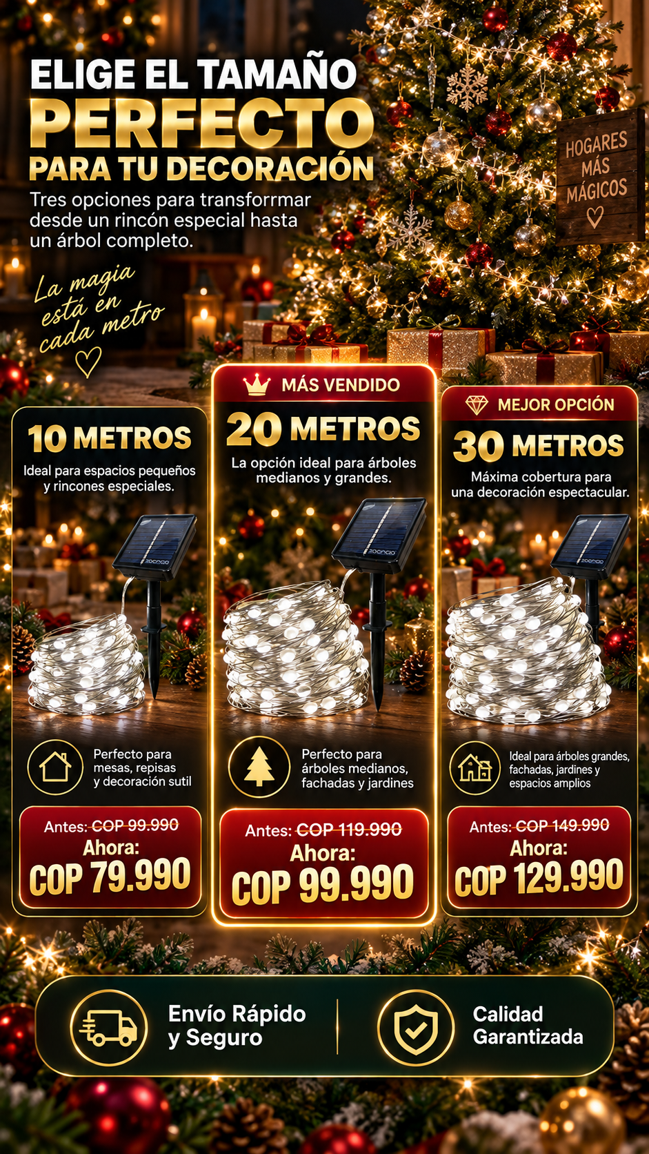 Luces Efecto Espiral de Hada -  Con Panel Solar